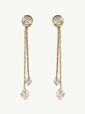 Studio Bride by A.B. Ellie Bezel 2:1 Double Strand Earrings Gold Bridal NWT